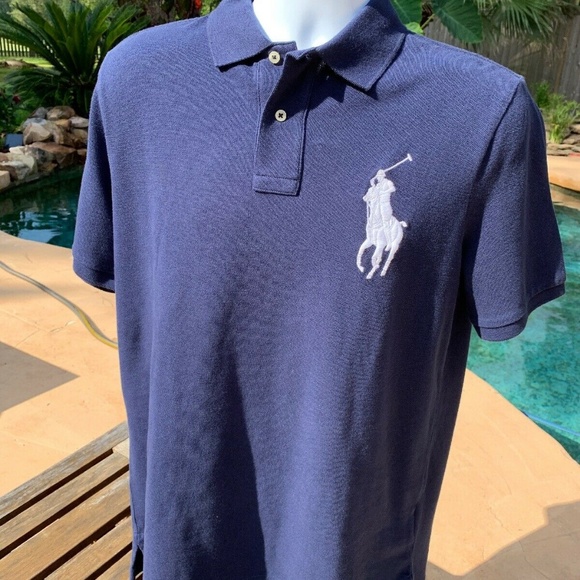 POLO RALPH LAUREN Mens Blue Big Pony Polo Shirt - Picture 2 of 7